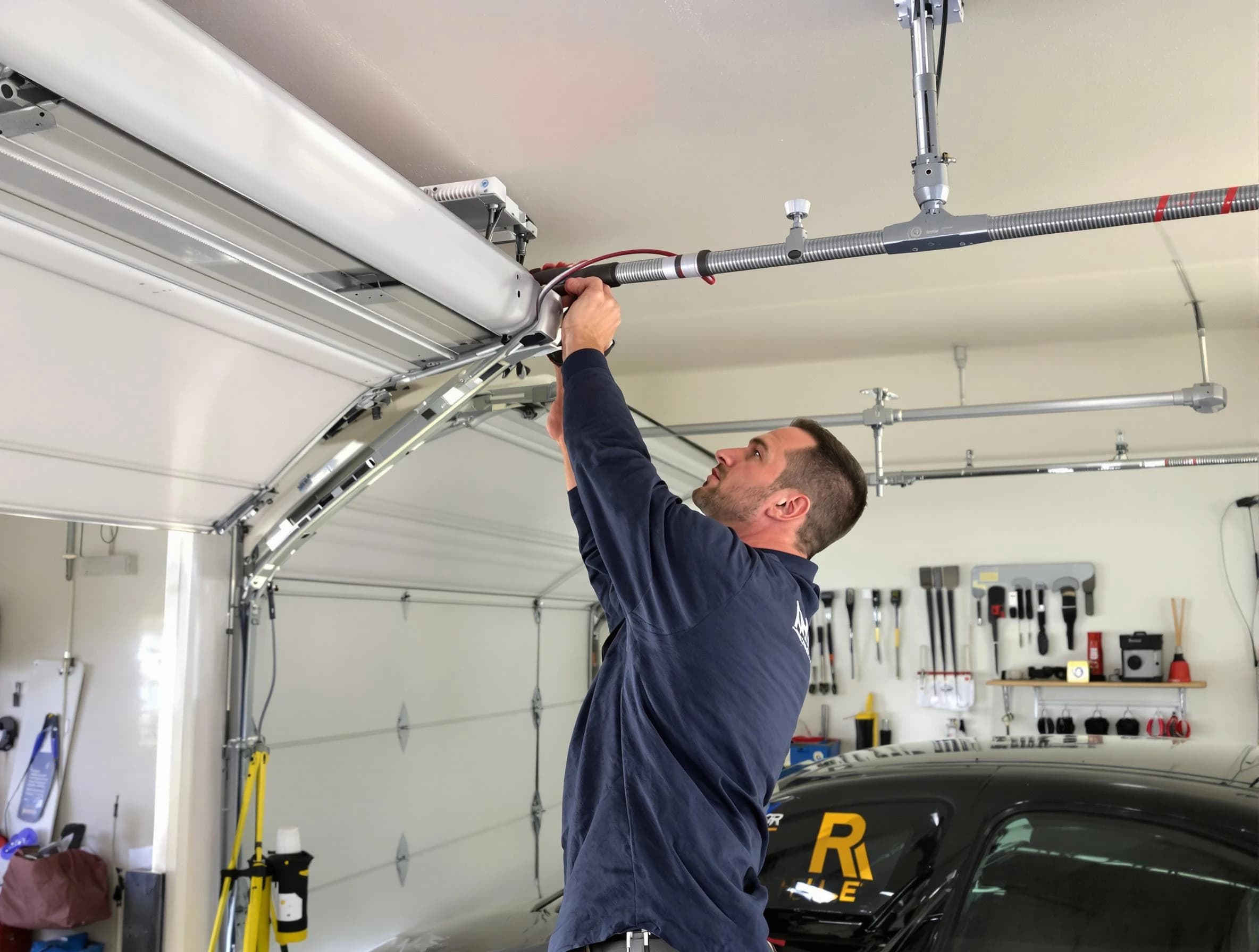Shrewsbury Garage Door Repair technician performing garage door cable repair in Shrewsbury