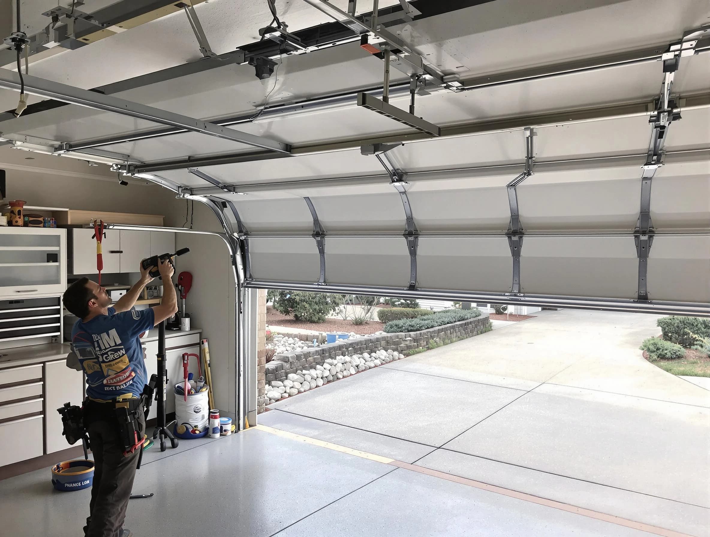 Garage door track repair service by Shrewsbury Garage Door Repair in Shrewsbury