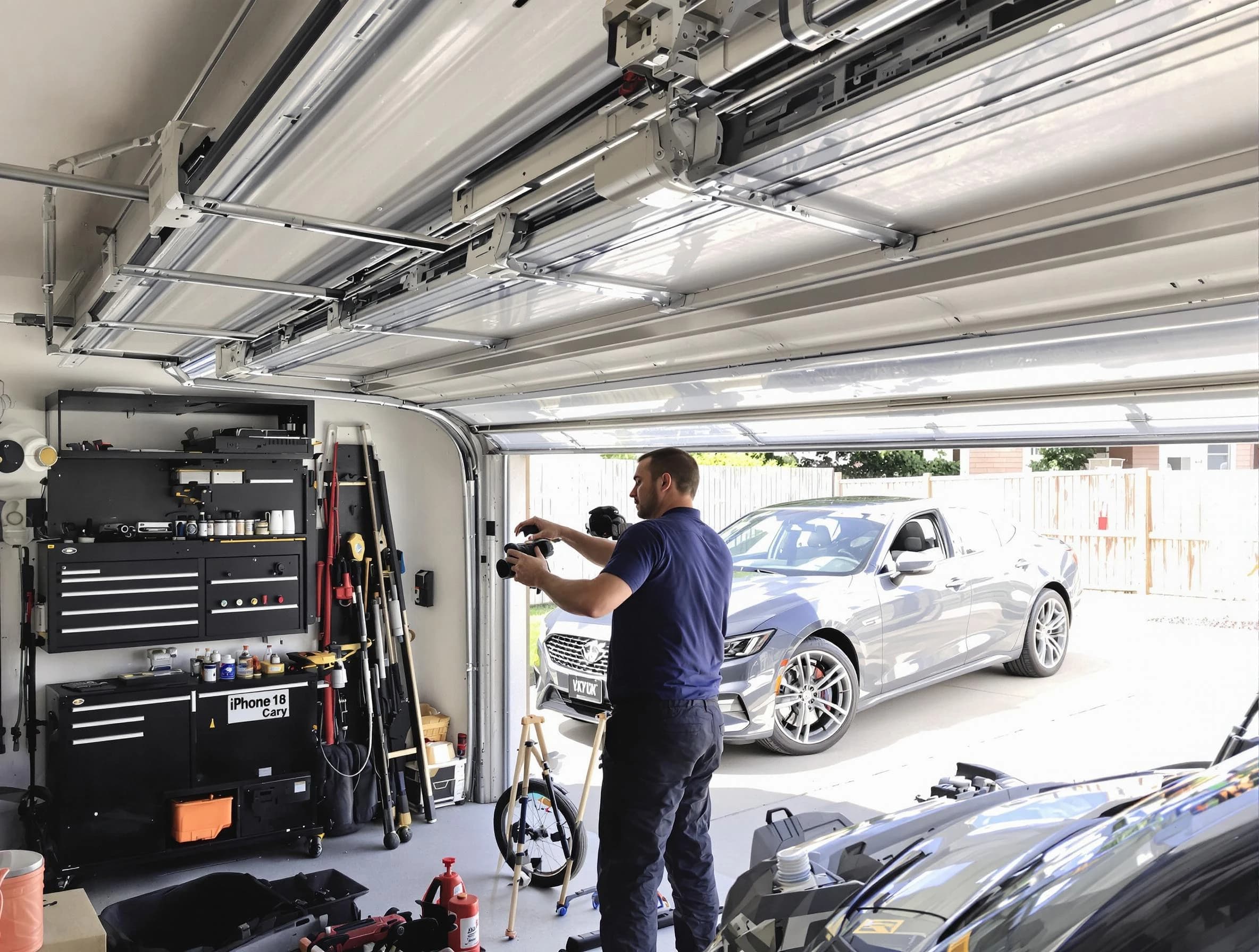 Shrewsbury Garage Door Repair technician fixing noisy garage door in Shrewsbury
