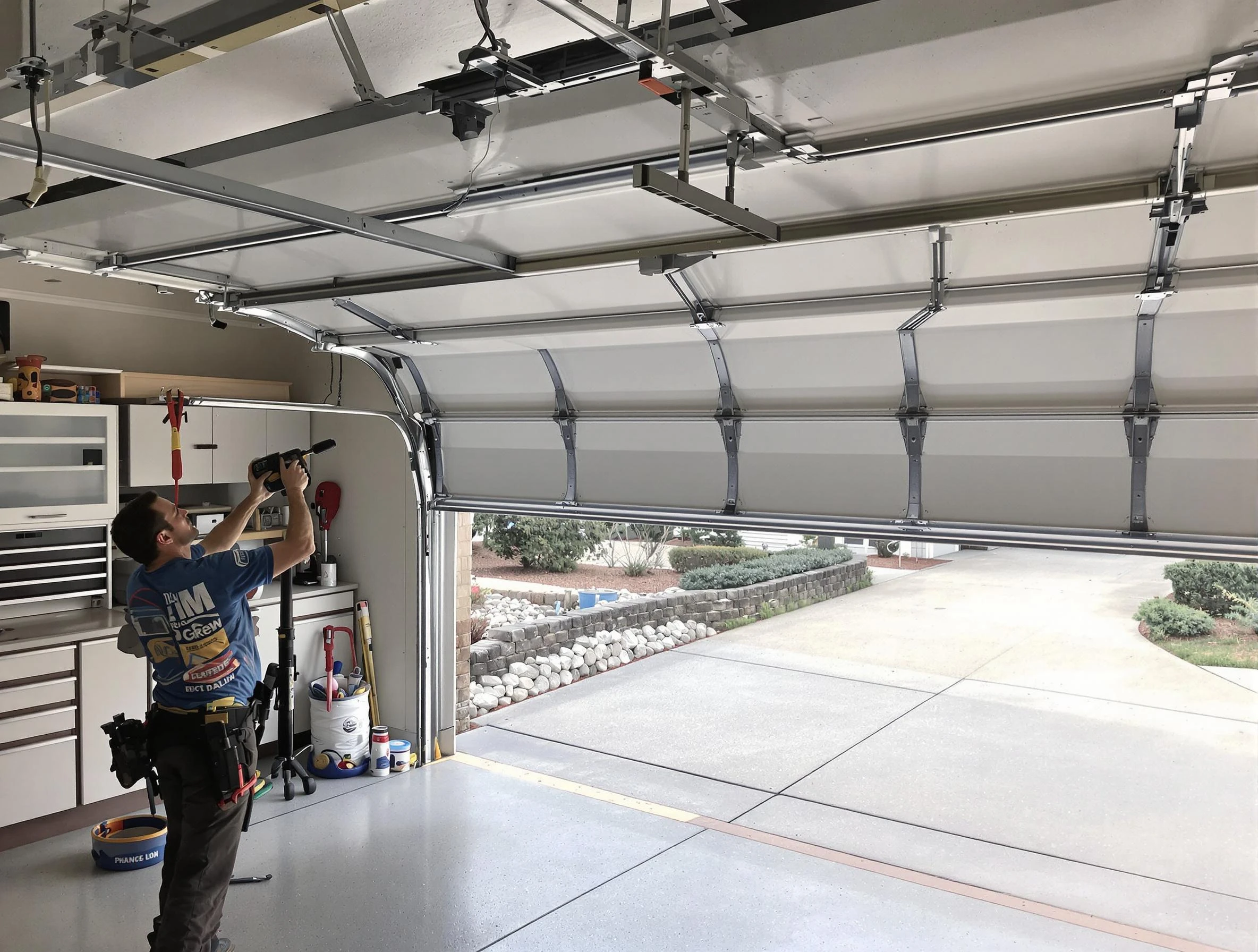 Garage door track repair service by Shrewsbury Garage Door Repair in Shrewsbury